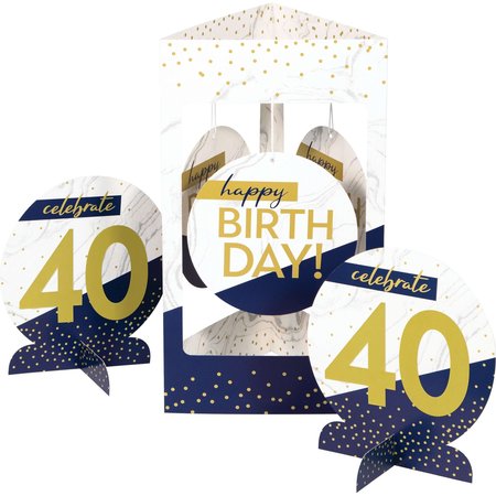 CREATIVE CONVERTING Navy and Gold Birthday Centerpiece Stands, 6.75"x11.75", 18PK 357600